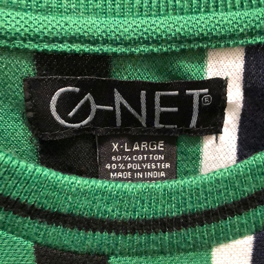 New I’ve only wore once and haven’t since green white & black striped shirt